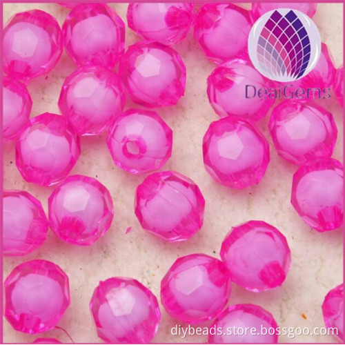 wholesale rose red 14mm Bulk chunky acrylic faceted round ball beads